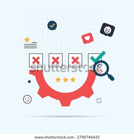Business Analysts Evaluating Customer Sentiment business people analyze social sentiment dashboard.positive review, social voice, rating or opinion report, reaction or survey concept