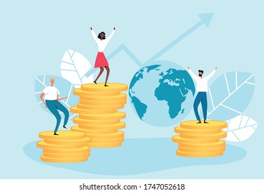 Sitio web de aplicaciones de análisis de negocio diagrama gráfico de hombres de negocios de educación para ilustración vectorial de comercio. 