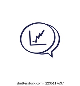Business analytic bubble speech icon doodle cartoon drawing vector illustration