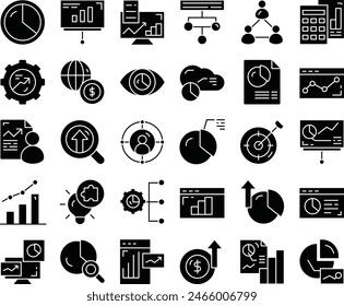 Business analytic fill icon set vector design illustration stock