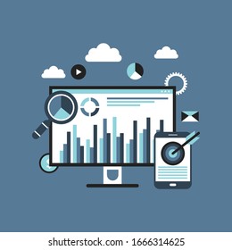 business analytic finance graph report and business investment planning concept