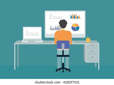business analytic graph in monitor and  planning  investment concept.