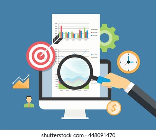 business analytic graph report and business investment planning concept