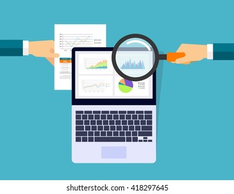 business analytic graph in tablet device  concept .hand hold paper graph.