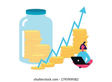 Aplicación de estrategia de análisis de negocio exitosa ilustración vectorial de éxito de trabajo.