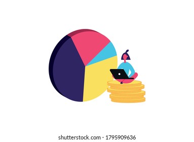 Business Analytic Strategy App, die erfolgreich arbeitet, Vektorgrafik.