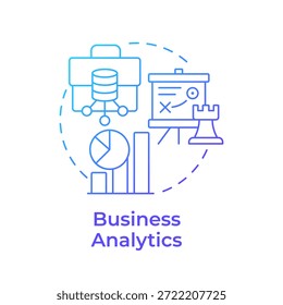 Icono de concepto de gradiente azul de análisis de negocios. Gestión de proyectos, toma de decisiones. Ilustración de línea de forma redonda. Abstractas idea. Diseño gráfico. Fácil de usar en infografía, presentación