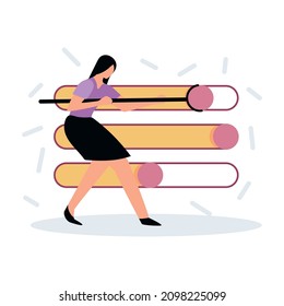 Business analytics chart composition with flat human character and data optimization marketing icons vector illustration