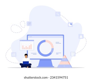 Ilustración de concepto de análisis de negocios. Adecuado para página de inicio, ui, web, tarjeta de introducción de aplicaciones, editorial, volante y banner.
