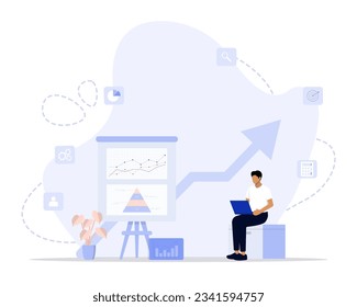 Business analytics concept illustration. Suitable for landing page, ui, web, app intro card, editorial, flyer, and banner.