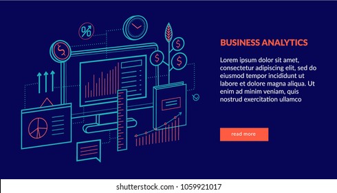 Business Analytics Concept for web page, banner, presentation. Vector illustration