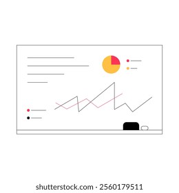 Business Analytics Dashboard With Charts In Flat Vector Illustration Symbolizing Data Analysis, Metrics, And Financial Performance, Isolated On White Background