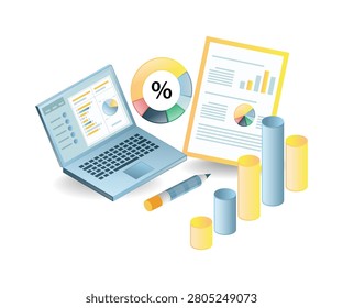 Business Analytics Dashboard And Financial Report Illustration