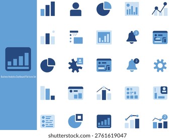 Business Analytics and Dashboard Icon Set with Data Charts and Infographic Elements Vector Collection