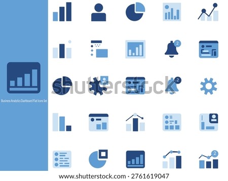 Business Analytics and Dashboard Icon Set with Data Charts and Infographic Elements Vector Collection