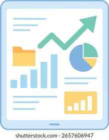 Business analytics dashboard on a tablet, conveying financial report and data presentation.