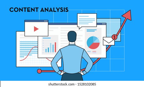 Business analytics, data analysis and research, strategy statistic and planning, marketing, study of performance indicators. Illustration line design of vector doodles, infographics elements.