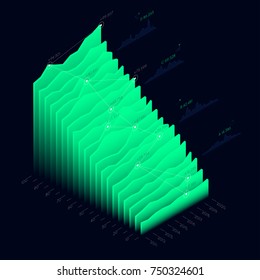 Business analytics and financial data pyramid, Vector statistics 3D visualization