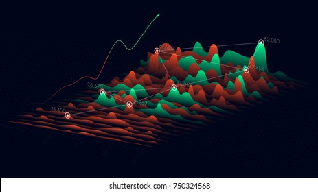 Business analytics and financial technology concept, Vector statistics data 3D visualization