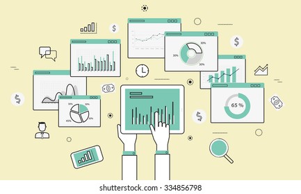 business analytics graph report on mobile device
