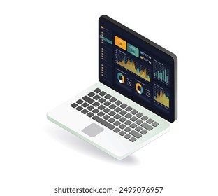 Business analytics graph shown on a laptop screen