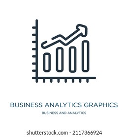 business analytics graphics thin line icon. business, data linear icons from business and analytics concept isolated outline sign. Vector illustration symbol element for web design and apps.