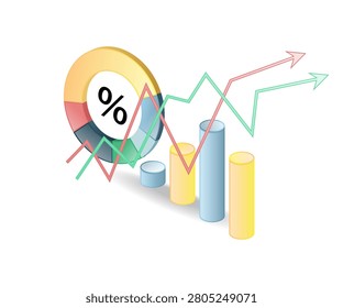 Business Analytics Growth Chart Illustration for Financial Data Report