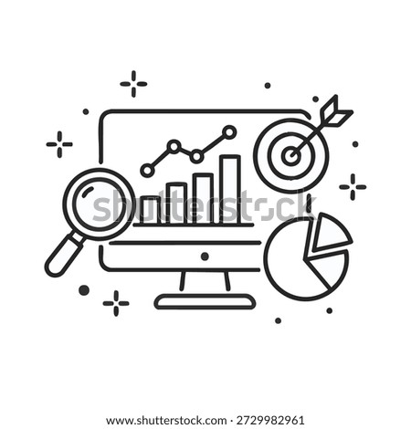 Business analytics and growth strategy icons