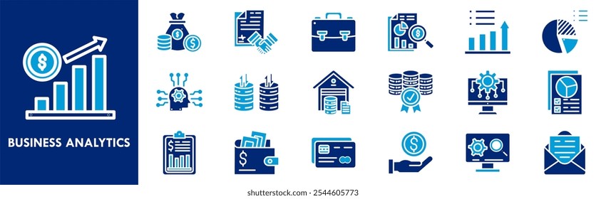 Conjunto de coleta de ícone do Business Analytics. Contendo negócios de design, dados, análises, informações, digital, marketing, análise