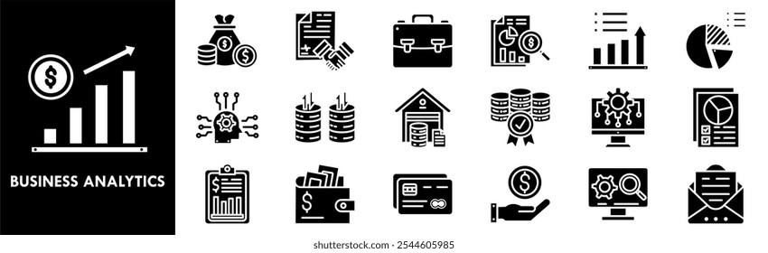 Business Analytics icon collection set. Containing design business, data, analytics, information, digital, marketing, analysis