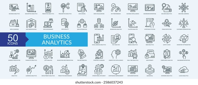 Business analytics icon collection set with business analytics,  descriptive analytics