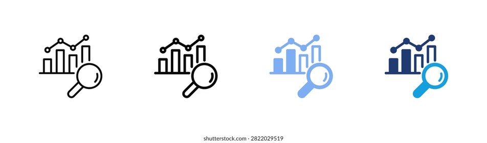 Business analytics icon. Data analysis symbol. Simple pictogram for business intelligence, performance monitoring, financial reporting, market analysis, analytics dashboards and strategic planning