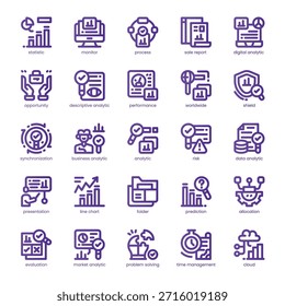 Paquete de iconos de Business Analytics para su Sitio web, móvil, presentación y diseño de logotipos. Línea de iconos de Business Analytics Diseño de color básico. Ilustración gráfica de Vector y trazo editable.