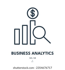 Business Analytics Icon. Statistik, Audit, Rechnungslegung. Bearbeitbarer Stroke. Einfaches Vektorsymbol