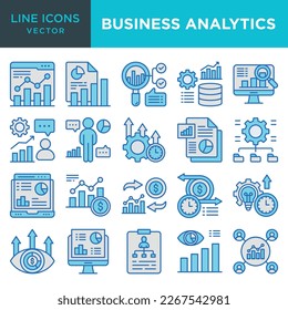 Business Analytics icons for management, data analytics, productivity, process,  planning