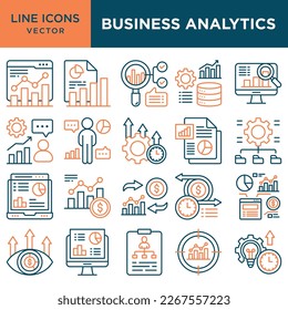 Business Analytics icons for management, data analytics, productivity, process,  planning