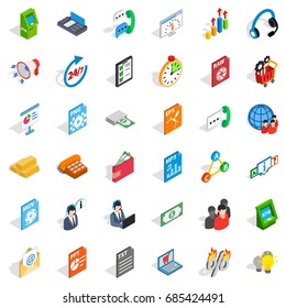 Business analytics icons set. Isometric style of 36 business analytics vector icons for web isolated on white background