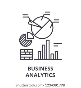 Business analytics line icon concept. Business analytics vector linear illustration, symbol, sign