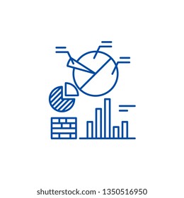 Business analytics line icon concept. Business analytics flat  vector symbol, sign, outline illustration.