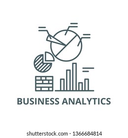 Business analytics line icon, vector. Business analytics outline sign, concept symbol, flat illustration