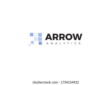 Business analytics logo. Company development analysis logotype. Analytical approach. Arrow sign. Profit increase symbol. Professional income growth. Isolated progress monitoring vector illustration 