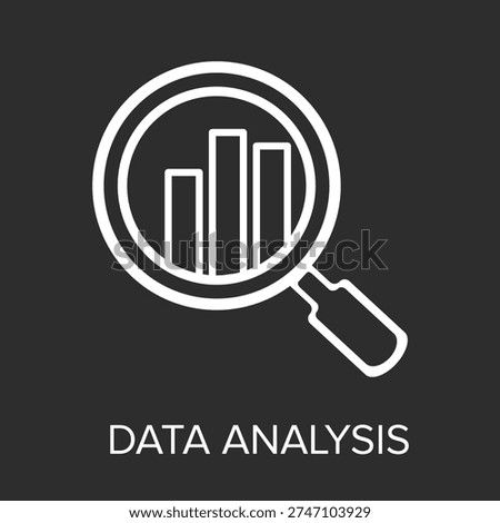 Business Analytics Magnifying Glass Icon – Data Chart and Report Analysis Symbol
