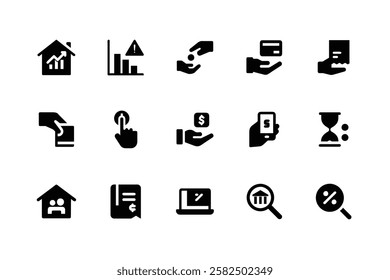 Business analytics and management icons set