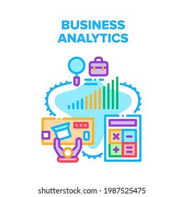 Concepto de icono de vectores de mercado de Business Analytics. Análisis De Negocios Y Contabilidad, Contador Elaborar Informe Anual Financiero Y Financiero Contando Inversión Ilustración Color De Beneficios