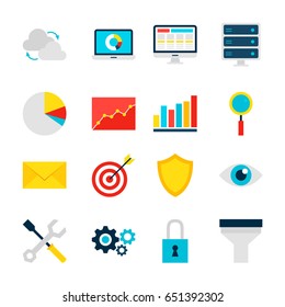 Business Analytics Objects. Big Data Set of Items Isolated over White.