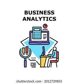 Business Analytics Occupation Vector Icon Concept. Business Analytics Occupation For Researching Market And Developing Strategy, Accounting Audit And Counting Finance Color Illustration