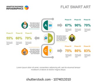 Business analytics percentage chart template for presentation. Business data. Abstract elements of diagram, graphic. Progress, success, statistics or finance creative concept for infographic, project.