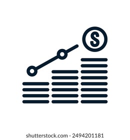 Business analytics, profit increase. Vector linear icon isolated on white background. - Powered by Shutterstock - Get 15% off with code: PIKWIZARD15