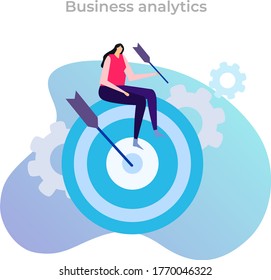 Análisis de negocio y estrategia de negocio. Concepto de crecimiento empresarial. Diseño de ilustración vectorial de moda para sitio web y aplicación móvil.