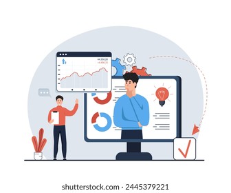  Business analytics, business strategy. Business growth concept.web page analysis, banner, presentation, social media, documents, cards, posters. Vector illustration.